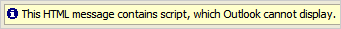 A warning that JavaScript is not supported in an email client