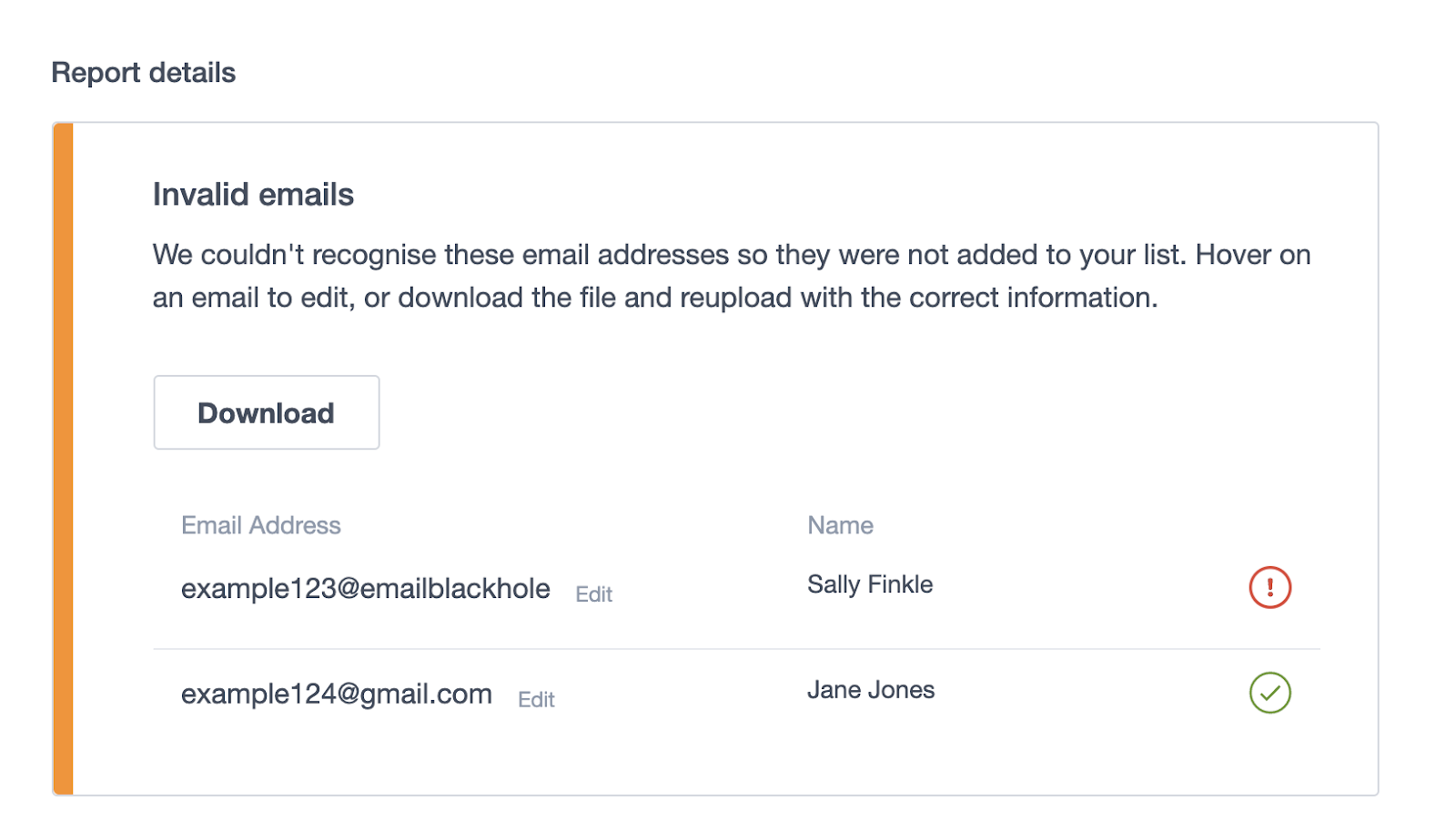 Updated email address saved