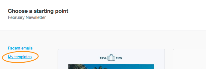 The "Choose a starting point" page, with "My templates" highlighted