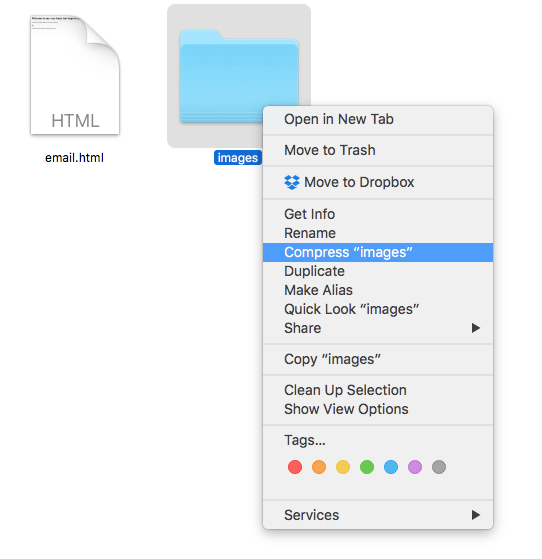 Compressing a folder on macOS