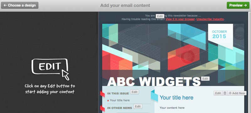 The custom template content editor