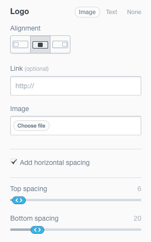 An email builder logo settings