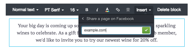 Option to Share a page on Facebook