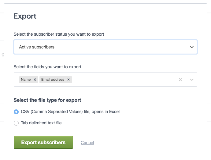 Export subscribers
