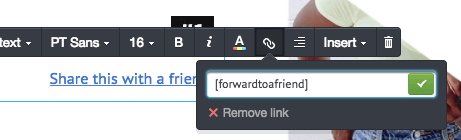 Forward to a friend tag in a link