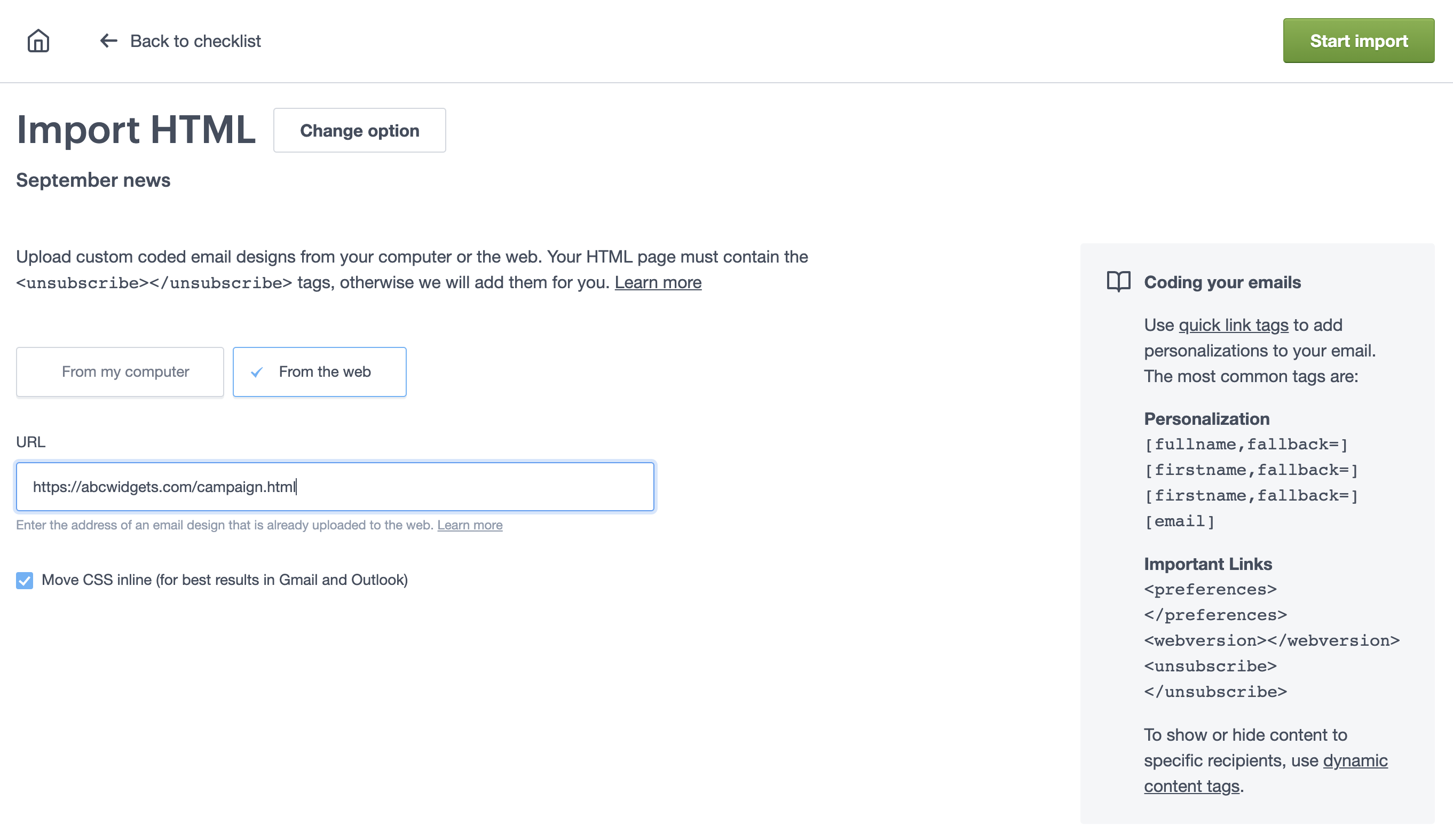Import HTML from the web