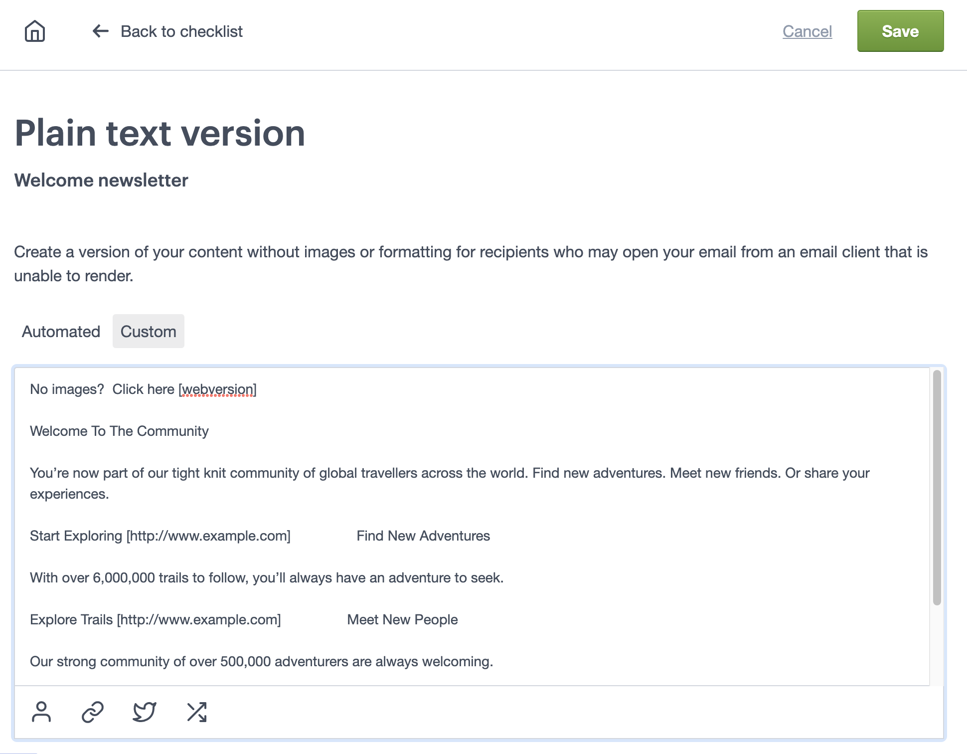 The plain text editor