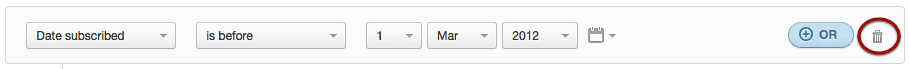 Deleting a 'Date subscribed' rule from a segment
