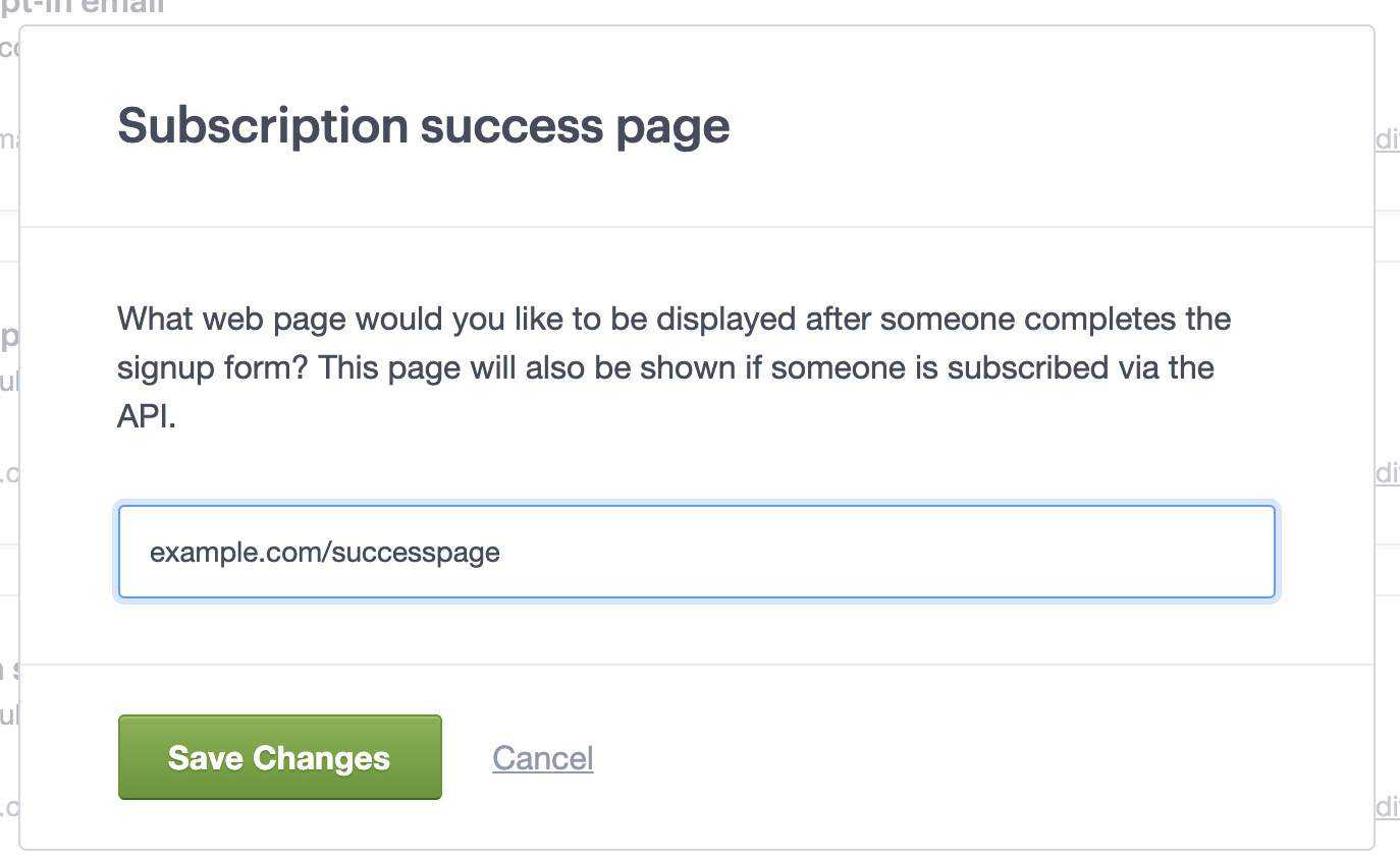 Subscription success page