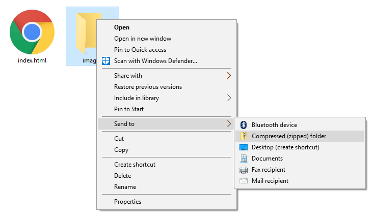 Compressing a folder on Windows